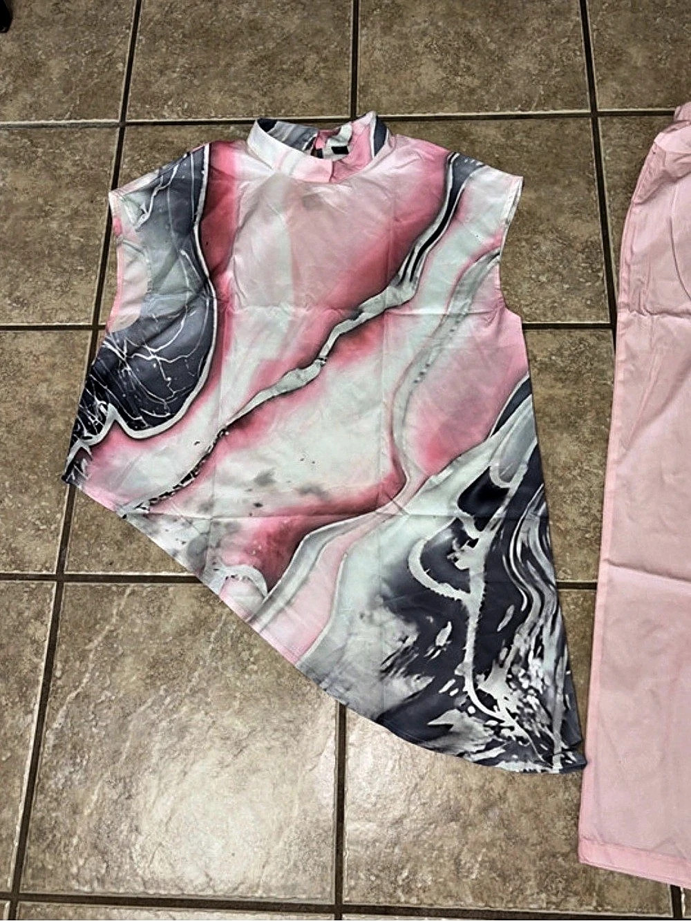 Pink & Black Abstract Two-Piece Set